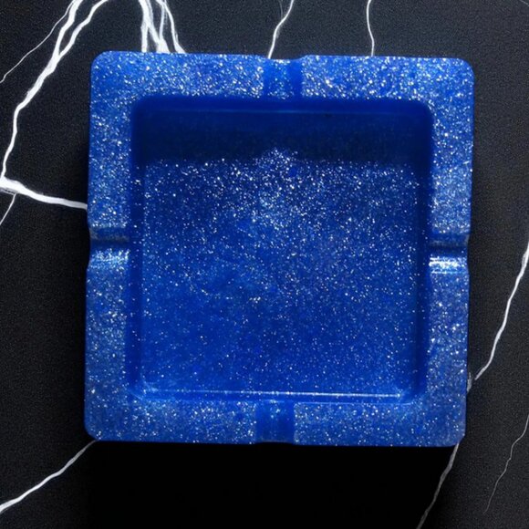 NEW! Blue & Silver Ashtray or Trinket Dish with sparkle-glitter finish. - Picture 3 of 6
